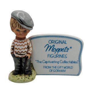 VTG Fran Mar Gorham Moppets Figurine Advertisement Sign Boy Gray Newsboy Cap